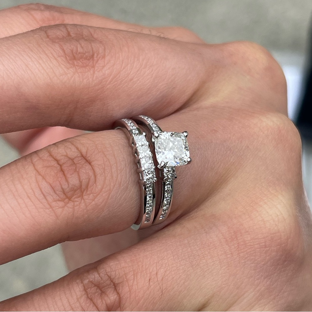 Natural Diamond Engagement and Wedding Ring; 1.20 Karat Natural Diamonds